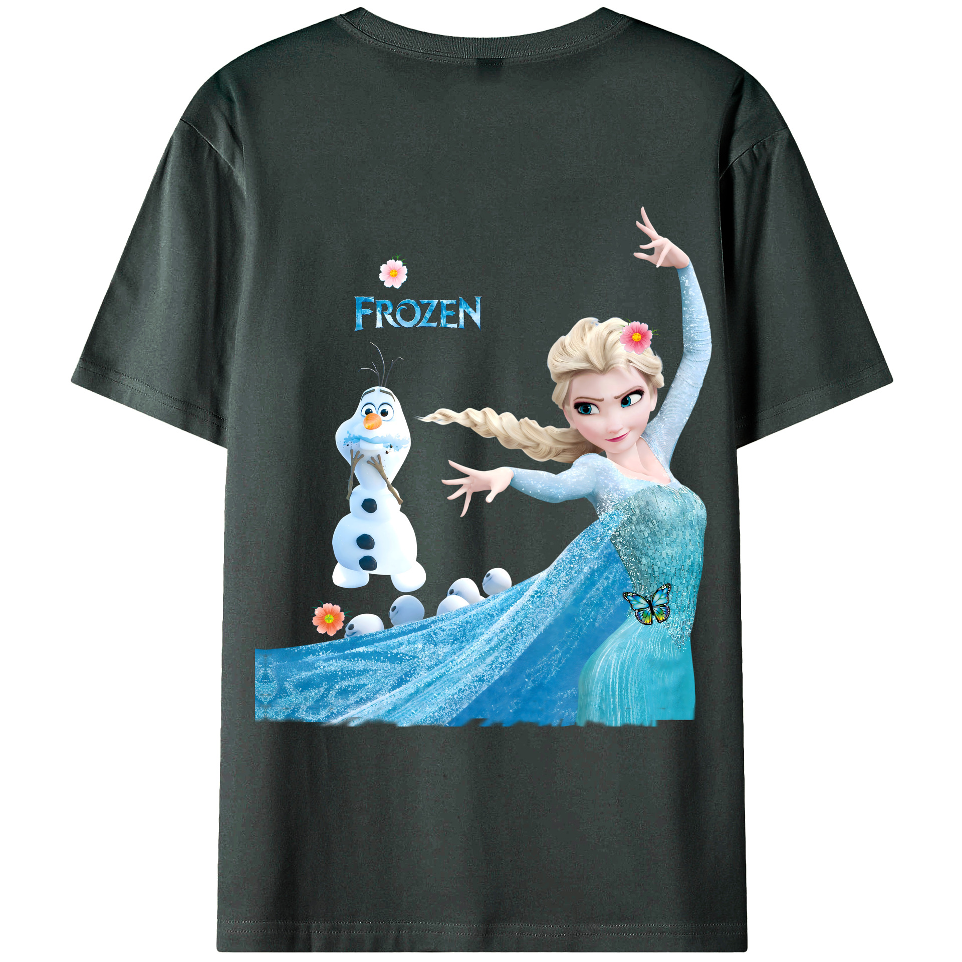 （画像用） アナと雪の女王 アンナ エルサ Frozen Anna Elsa 綿100％ メンズ半袖Tシャツ（バックプリント） 通気性